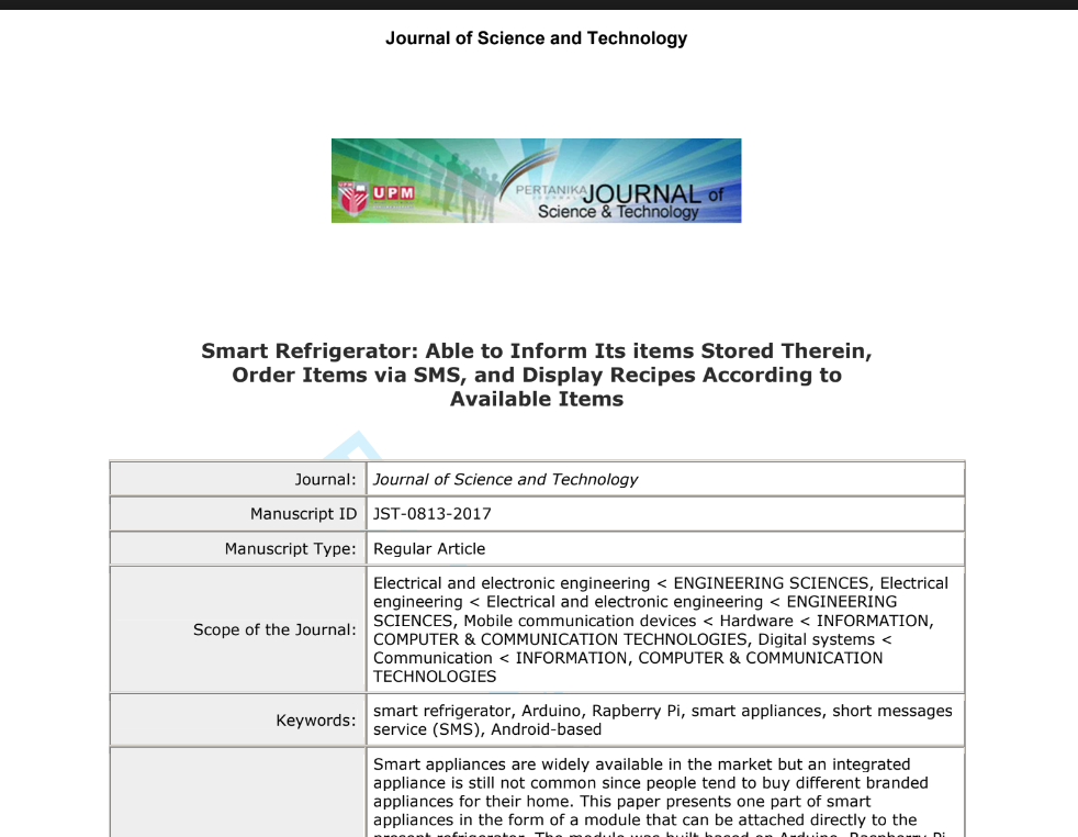 Smart Refrigerator - Internet of Things Research